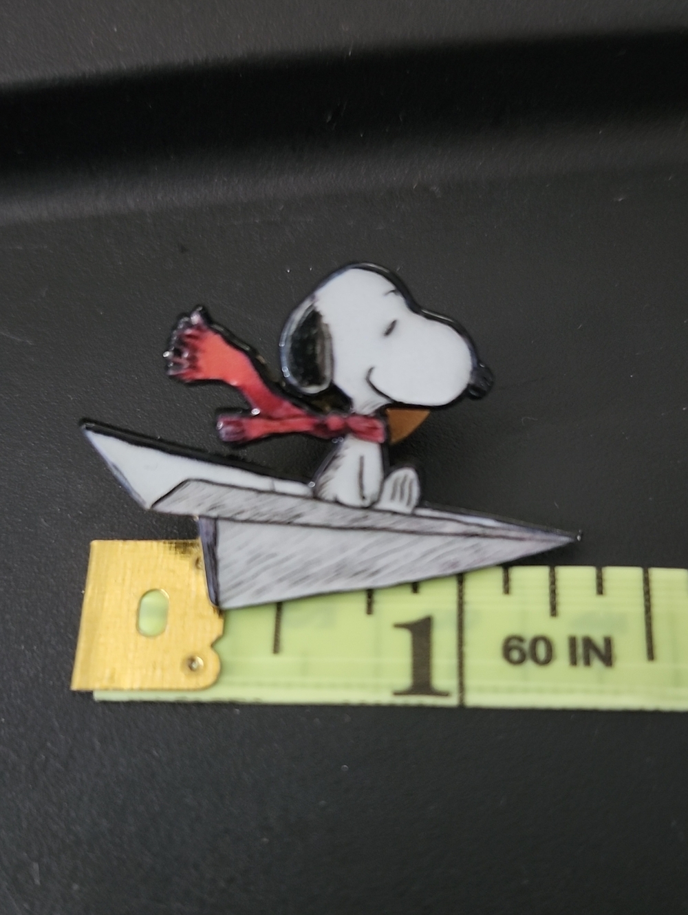 Peanuts Snoopy Riding Paper Airplane Red Scarf Enamel Pin - Picture 3 of 4